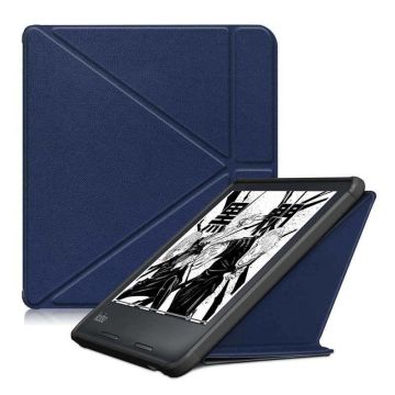 Kobo Libra H20 hoesje Donker Blauw - kobo libra h20 sleepcover - kobo ereader Libra H20 hoes Bookcase - Hoes voor Kobo Libra h20 met Sluiting en Auto Sleep Functie
