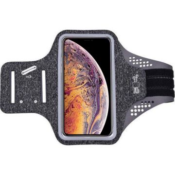 Geschikt voor iPhone Xs Max hardloop telefoonhouder – armband - sportband - van stof - Zwart