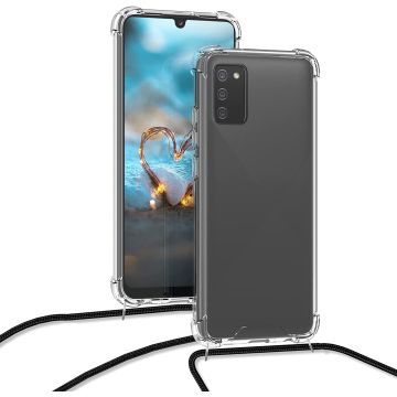 Samsung S10 Lite 2020 Hoesje transparant silicone met Koord - Galaxy S10 Lite 2020 Koord hoesje draagkoord TPU backcover - Zwart