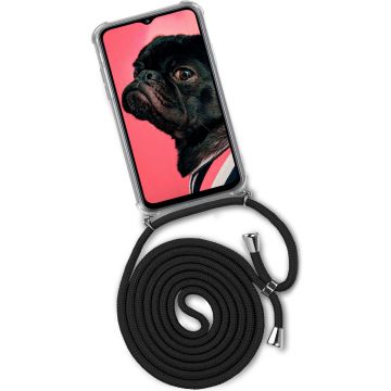 Samsung A32 Hoesje transparant silicone met Koord - Samsung Galaxy A32 4G hoesje met koord - hoesje Galaxy A32 met koord draagkoord TPU backcover - Zwart