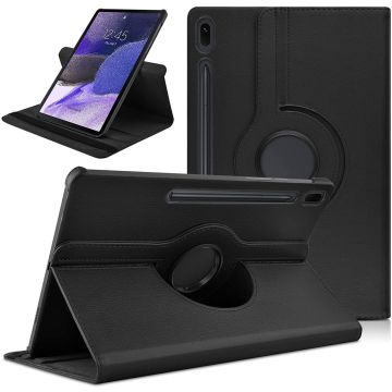 Samsung Tab S8 Plus hoes Draaibare Book Case Cover Zwart - Samsung Galaxy Tab S8 Plus hoesje 2022/ Tab S7 FE 2021/Tab S7 Plus 2020 hoesje -Tablet Hoes 12.4 Inch