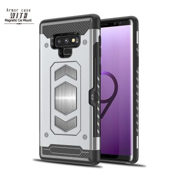 Ntech Samsung Galaxy Note 9 Luxe Armor Case met Pashouder - Zilver