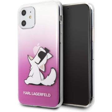 Apple iPhone 11 Karl Lagerfeld Roze Backcover hoesje KLHCN61CFNRCPI - Choupette - Kunstleer