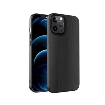 Hoesje Geschikt voor iPhone 12 Mini Hoesje Geborsteld TPU case / Brushed backcover - Zwart