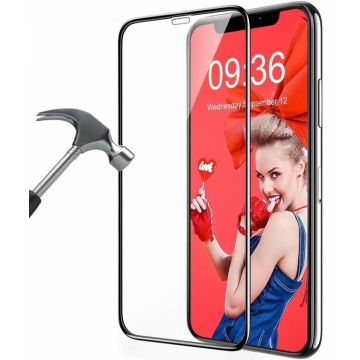 iPhone Xs Max Full Glue Screenprotector Adhesive Cover tempered glass Zwart