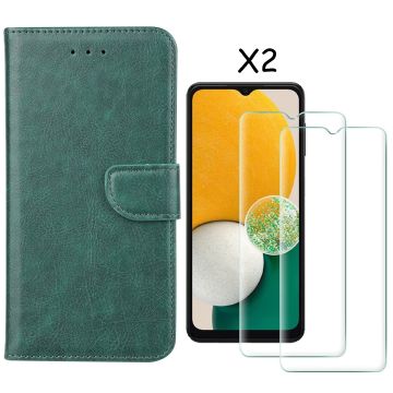 Samsung A03 Core hoesje bookcase Groen - Samsung Galaxy A03 Core bookcase portemonnee hoesje - Samsung A03 Core screenprotector / 2X Beschermglas
