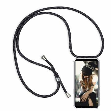 Ntech Samsung Galaxy A7 (2018) Anti Shock Transparante hoesje met Verstelbaar Celebrity Draagriem