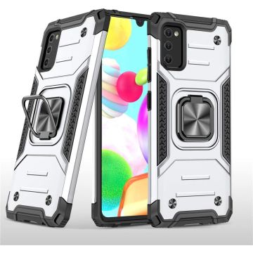 Samsung A41 Hoesje - Heavy Duty Armor hoesje Zliver - Galaxy A41 silicone TPU 360-Degree hybride hoesje Kickstand ringhouder met Magnetisch Auto Mount