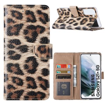 Samsung S21 Plus Hoesje Luipaard - Samsung Galaxy S21 Plus Boekcase / Portemonnee Hoesje - Luipaard hoesje Samsung S21 Plus