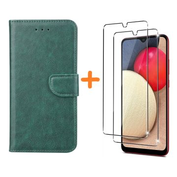 Samsung A03S hoesje - bookcase Groen - Galaxy A03S wallet case portemonnee hoesje - A03S Hoesje book cover hoesjes Samsung A03s screenprotector / 2X Beschermglas