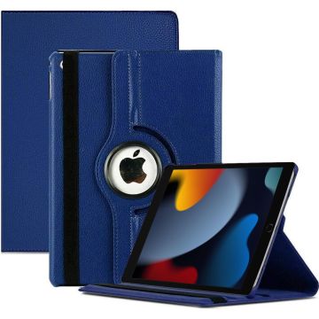 Hoes geschikt voor iPad 2021 / 2020 / 2019 (9e/8e/7e Generatie / 10.2 inch) - 360° draaibare Bookcase - Blauw