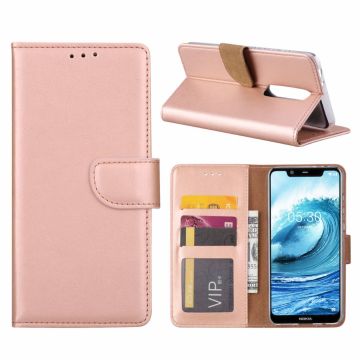 Booktype Kunstleer Hoesje Met Pasjesruimte Rose Goud Nokia 5.1 Plus