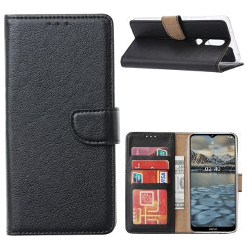 Nokia 2.4 Hoesje - Nokia 2.4 Portemonnee BookCase cover met Pasjeshouder - Zwart