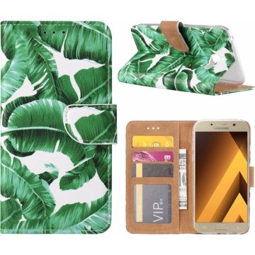 Samsung Galaxy A5 (2017) Blaadjes Design Booktype Kunstleer Hoesje Met Pasjesruimte