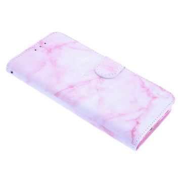 Ntech Marmor Licht Roze Boek hoesje met Pasjesruimte - Huawei P30