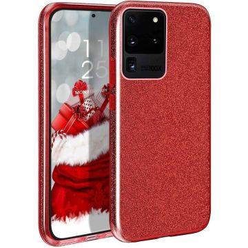 oTronica Backcover glitter hoesje voor Samsung Galaxy A13 5G / A04s Hoesje - Rood