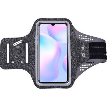Hoesje Geschikt voor xiaomi Redmi 9A hardloop telefoonhouder – armband - sportband - van stof - Zwart