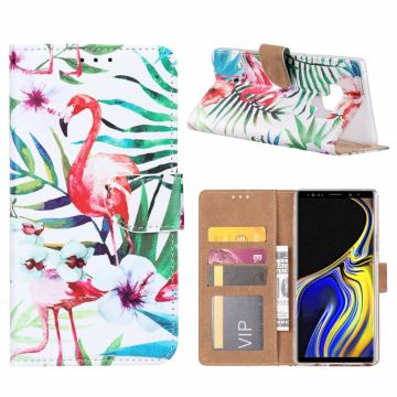 Samsung Galaxy Note 9 Tropische Flamingo Design Boek hoesje met pasjesruimte