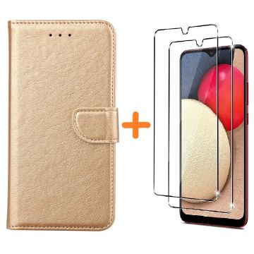 Samsung A03S hoesje - bookcase Goud - Galaxy A03S wallet case portemonnee hoesje - A03S Hoesje book cover hoesjes Samsung A03s screenprotector / 2X Beschermglas