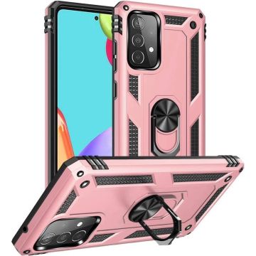 oTronica Armor Backcover voor Samsung Galaxy A22 (4G) hoesje met Ringhouder - Rose goud