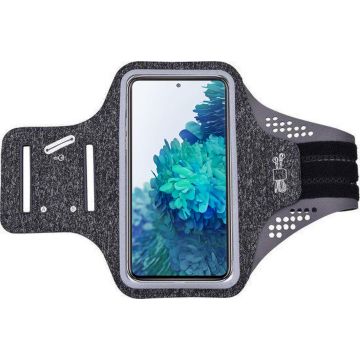 Hoesje Geschikt voor Samsung Galaxy S20 FE hardloop telefoonhouder – armband - sportband - van stof - Zwart