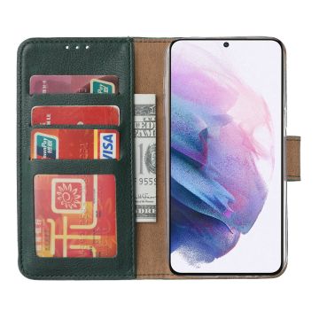 Samsung S21 hoesje bookcase Groen - Samsung Galaxy s21 hoesje bookcase wallet case portemonnee book case hoes cover hoesjes met 2 stuks Screenprotector