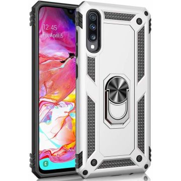 Samsung Galaxy A70/A70s Armor Hoesje Ringhouder TPU - Zilver