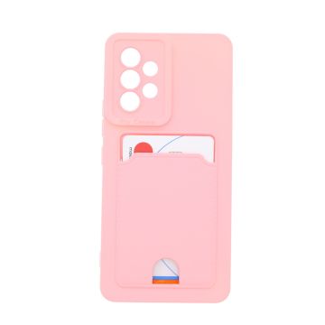 Samsung A53 Hoesje met pasjeshouder Licht Rose - Samsung Galaxy A53 5G hoesje Soft silicone colour case met kaarthouder