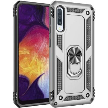 Samsung Galaxy A50/A50s Armor Hoesje Ringhouder TPU - Zilver