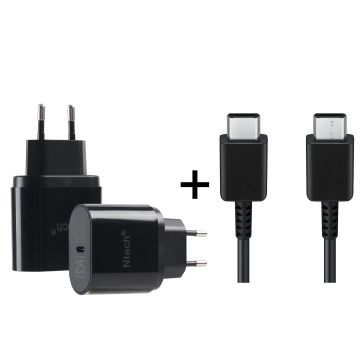 Oplader Geschikt voor Samsung Galaxy Galaxy S23 oplader USB C adapter 25W Snellader Oplader Geschikt voor Samsung Galaxy Zwart - USB C Oplader Geschikt voor Samsung Galaxy Galaxy S23 Ultra / S23 Plus / met kabel 1M - Oplader Geschikt voor Samsung Galaxy o