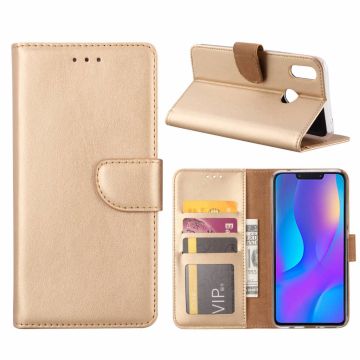 Huawei P Smart+ (Plus) Goud Booktype / Portemonnee TPU Lederen Hoesje