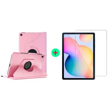 Samsung Galaxy tab S6 lite 2022 Hoes Licht roze Draaibare Hoesje Case Cover tablethoes - Samsung Tab s6 lite 2022 Hoes 360 graden draaibaars bookcase