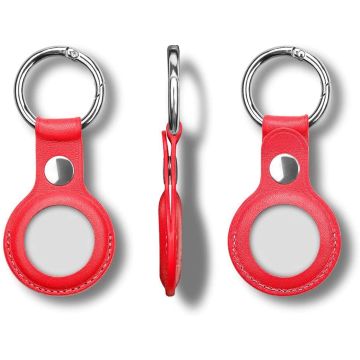 Apple AirTag Sleutelhanger - AirTags hoesje pu leather case Rood - Ntech