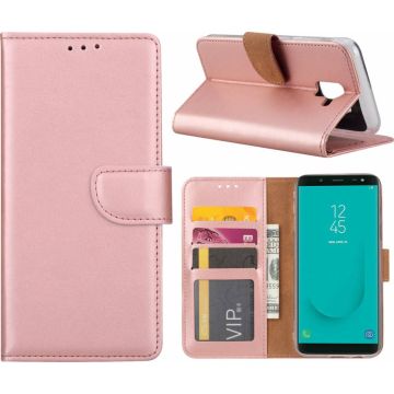 Samsung Galaxy J6 (2018) case Rose Goud Portemonnee hoesje met opbergvakjes