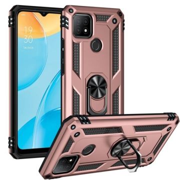 oTronica Armor Backcover voor Oppo A15 hoesje met ringhouder - Rose goud