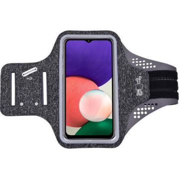 Hoesje Geschikt voor Samsung Galaxy A22 hardloop telefoonhouder – armband - sportband - van stof - Zwart