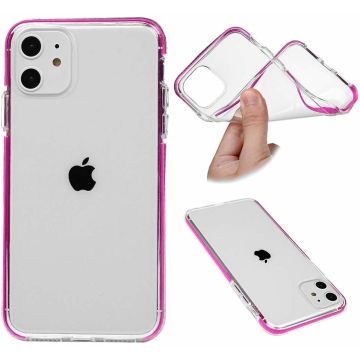 Hoesje Geschikt voor iPhone 11 Anti Shock Hoesje - Roze & Transparant