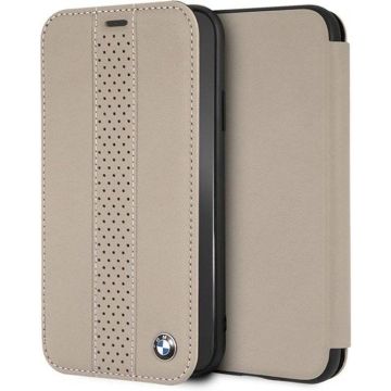 BMW lederen boekmodel cover voor iPhone XR - Taupe