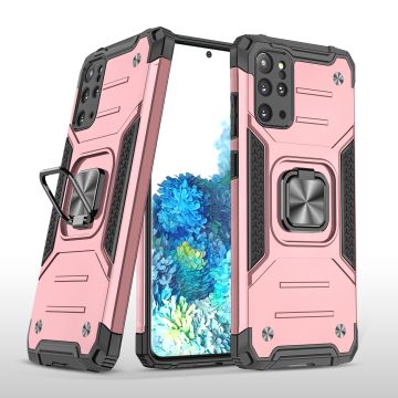 Samsung S20 Plus Hoesje - Heavy Duty Armor hoesje Rose Goud - Galaxy S20 Plus silicone TPU hybride hoesje Kickstand ringhouder met Magnetisch Auto Mount