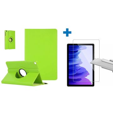 Samsung Galaxy Tab A7 Hoes - (2020/2022) - 360 graden draaibaar case Groen + screenprotector gehard glas