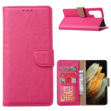 Samsung S22 Ultra Hoesje BookCase Pink - Samsung Galaxy s22 Ultra hoesje wallet case - Hoesje Samsung S22 Ultra bookcase - Galaxy S22 Ultra portemonnee hoesje book case cover