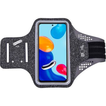 Hoesje Geschikt voor Redmi Note 11 2 hardloop telefoonhouder – armband - sportband - van stof - Zwart