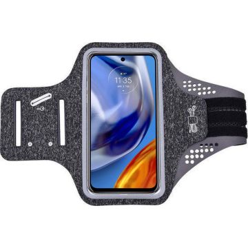 Geschikt voor Moto e32s hardloop telefoonhouder – armband - sportband - van stof - Zwart