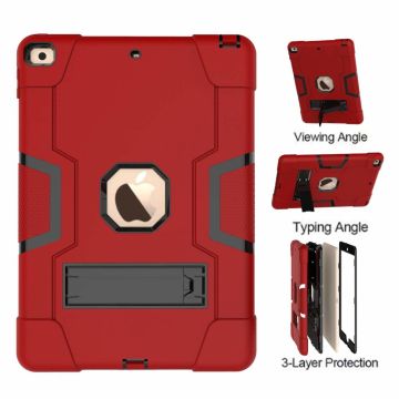 iPad 2021 hoes Armor hoesje Rood - iPad 9e/8e/7e Generatie hoes Kickstand Armor cover
