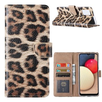 Samsung A02S Hoesje Luipaard - Galaxy A02s Boek Hoesje / Portemonnee cover - Luipaard hoesje Samsung A02s