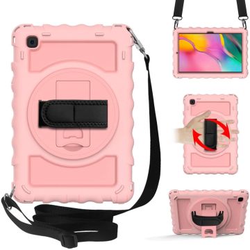 Samsung Galaxy Tab A7 Hoes Kids Case - 10.4 - (2020/2022) - Robuuste Hybridee Armor met Handband - Rose Goud