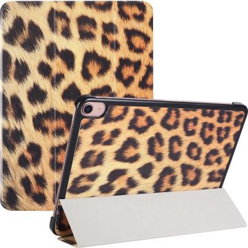 Hoes geschikt voor iPad Air 5 bookcase Luipaard print - Hoes geschikt voor iPad air 2022 hoes 10.9 - Hoes geschikt voor iPad Air 5 smart case Kunstleer - Hoes geschikt voor iPad air 2020 hoes Trifold Smart hoesje