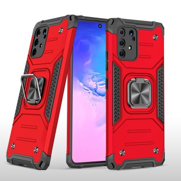 Samsung S10 Lite 2020 Hoesje - Heavy Duty Armor hoesje Rood - Galaxy S10 Lite / A91 silicone TPU hybride hoesje Kickstand ringhouder met Magnetisch Auto Mount