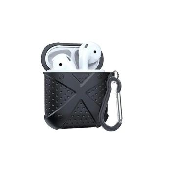 Ntech Zwart Dropshock Hoesje Kunststof TPU Airpods Case Met sleutelhanger voor Apple Airpods