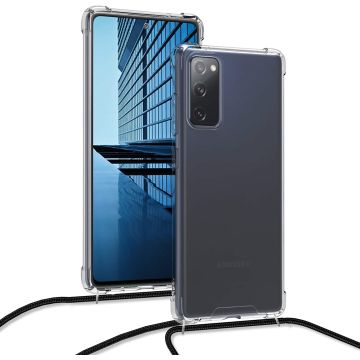 Samsung S20 FE Hoesje draag koord - Galaxy S20 FE Zachte Back Case hoesje met Koord hoesje Zwart